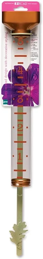 EZRead 15” Giant Professional Outdoor rain Gauge, USA Made Heavy Duty All Weather Freeze Proof Metal Stake or mountable with Float, Copper (820-0591)