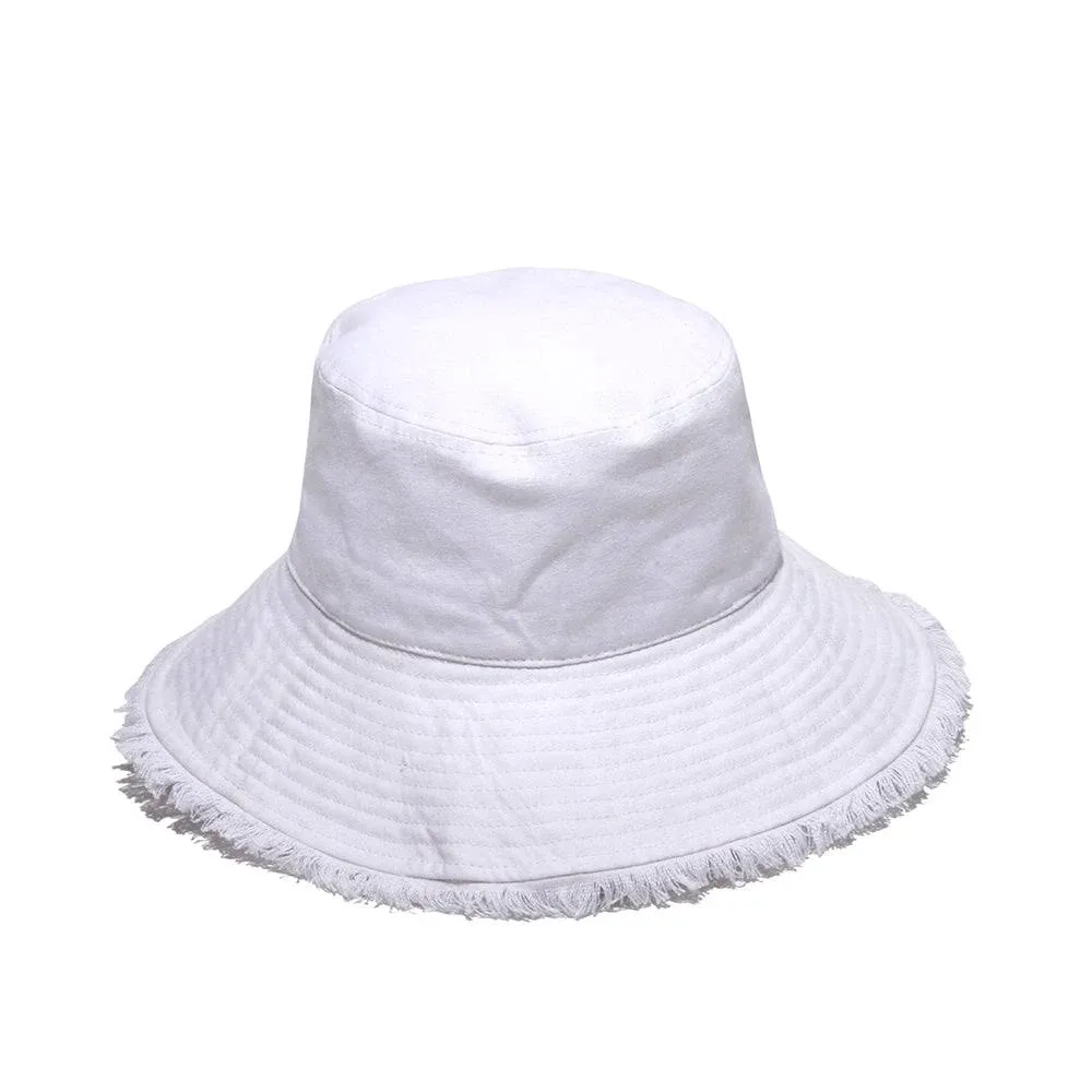 Women's Castaway Canvas Bucket Sun Hat with Fringe, Rated UPF 50+ for Max Sun Protection