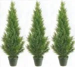 Silk Tree Warehouse Five 3 Foot Artificial Cedar Topiary Trees Potted Indoor or ...