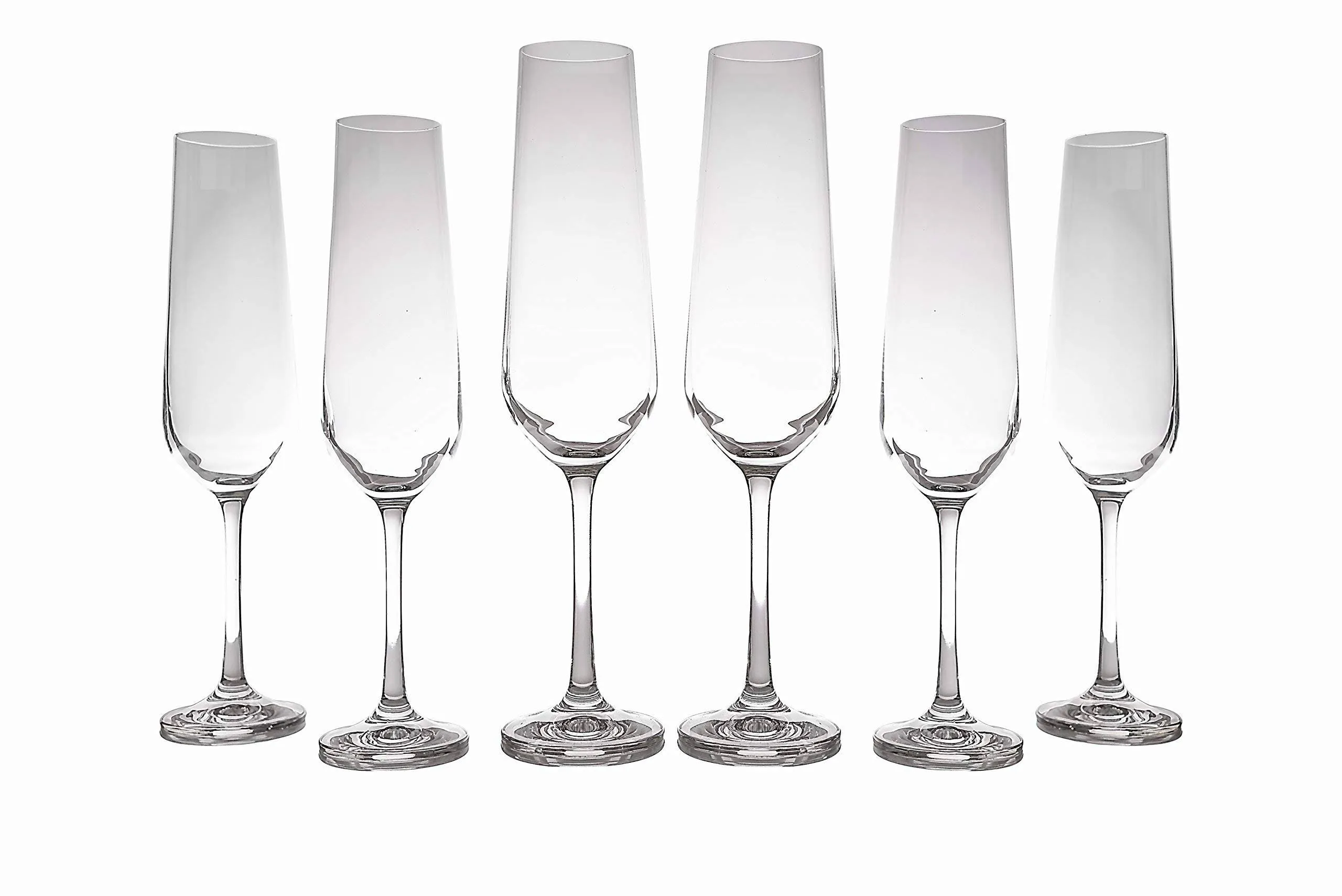 Crystalex Champagne Flute Set of 6, Crystal Champagne Glasses Stemware For Prosecco, Mimosas or Cocktails, Lead-Free (S-200 ML)