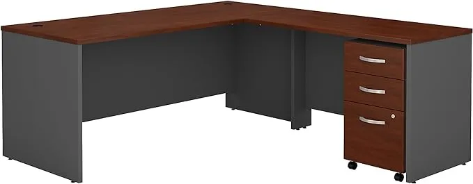 Bush Business Furniture Westfield 72W L Shaped Desk with 48W Return and Mobile File Cabinet, Hansen Cherry (SRC001HCSU)