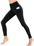 Heathyoga Yoga Pants with Pockets Extra Soft Leggings with Pockets for Women Non See-Through High Waist Workout Leggings Black