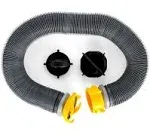 Camco 39665 Deluxe 10' Sewer Hose Extension - Heavy Duty Design with Swivel Fittings, Easy To Use and Compresses For Simple Storage, Storage Caps Included , Gray