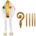 Nicky Bigs Adult Bishop Priest, Pope Hat, Gold Crozier Staff, Saint Costume Accessory Set