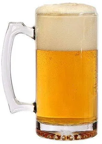 Glass Beer Mug Freezer Safe, 26 oz Mug Beer Stein with Handle, Large by Osnell USA