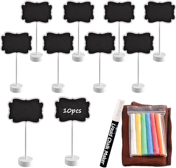 Food Labels for Party Buffet, Wood Mini Chalkboards Signs for Food with Stand, Food Signs for Party Buffet, for Message Board Signs, Place Cards for Weddings, Table Numbers, by UCEC