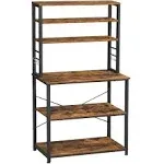 VASAGLE Coffee Bar, Baker’s Rack for Kitchen with Storage, 6-Tier Kitchen Shelves with 6 Hooks, Microwave Stand, Industrial, 15.7 x 31.5 x 65.7 Inches, Rustic Brown and Black UKKS019B01