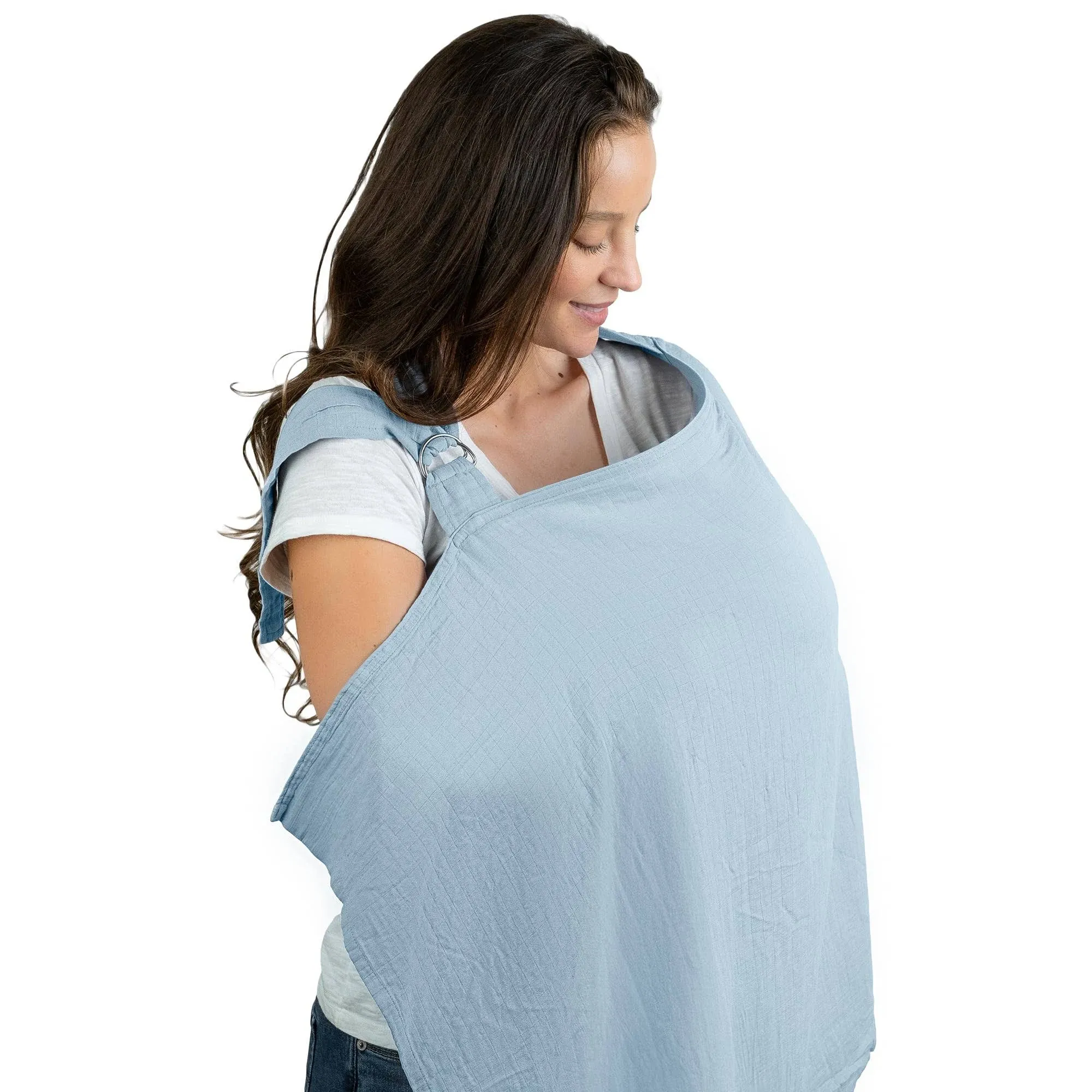 Muslin Nursing Cover for Baby Breastfeeding, Soft & Breathable Breastfeeding Cover by Comfy Cubs - Sky Blue