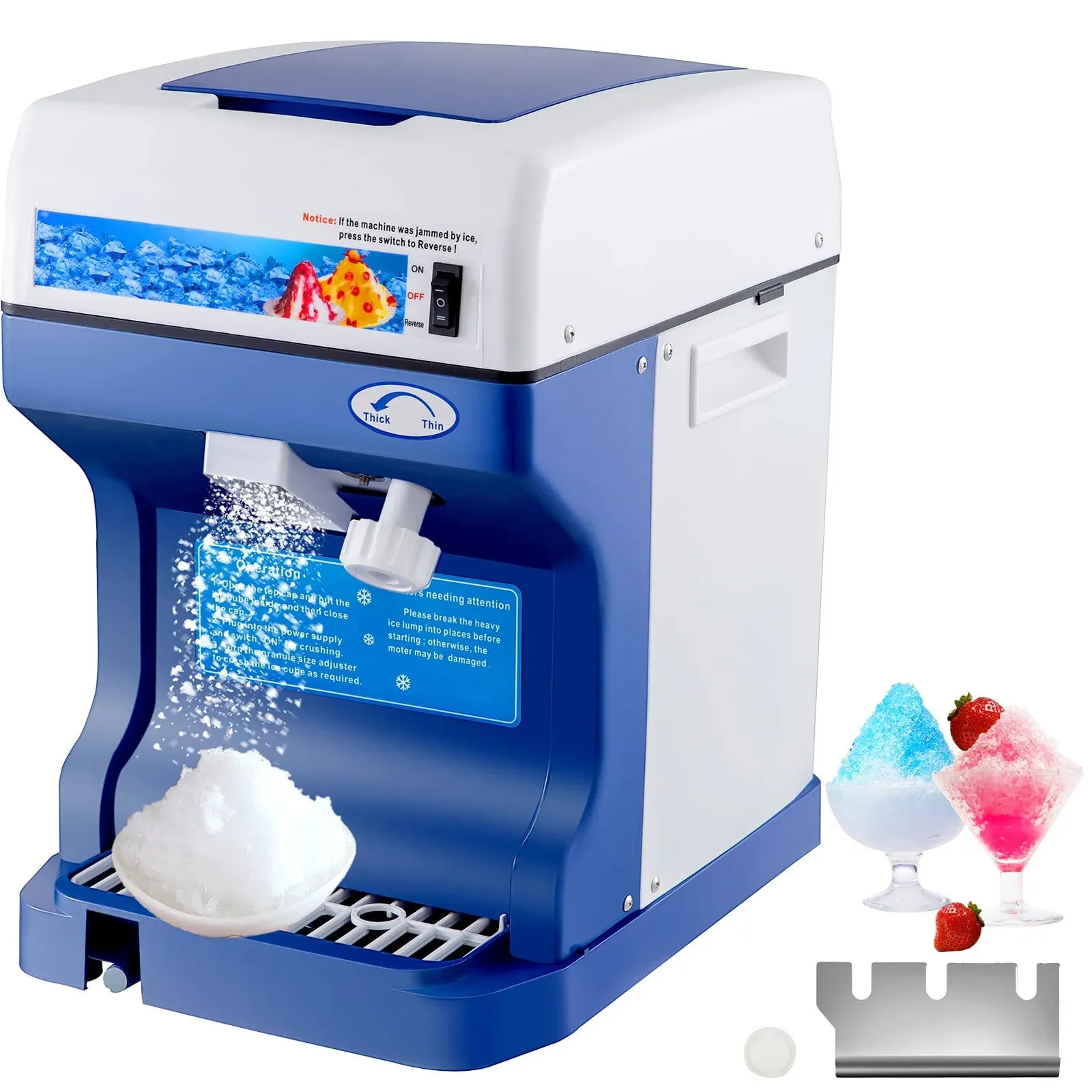 BENTISM 110V Electric Shaved Ice Machine 250W Snow Cone Maker Tabletop w/Adjustable Ice Texture, Ice Shaving Machine 265LBs/hr for Home and Commerical Use