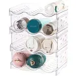 Stackable Water Bottle Organizer for Cabinets,4 Pack Tumbler Organizer for YETI or Stanley Cup,Clear Wine Storage Racks for Kitchen Countertop,Refrigerator,Pantry Organizer,Hold 12 Bottle