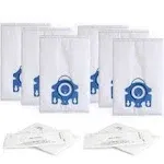 Replacement GN Vacuum Cleaner Bags Compatible with Miele Classic C1,Complete C2, Complete C3, S227/S240, S270,S400,S2,S5,S8 Series Canister Vacuum Cleaner (6 Pack Dust Bags + 2 Set Filters)