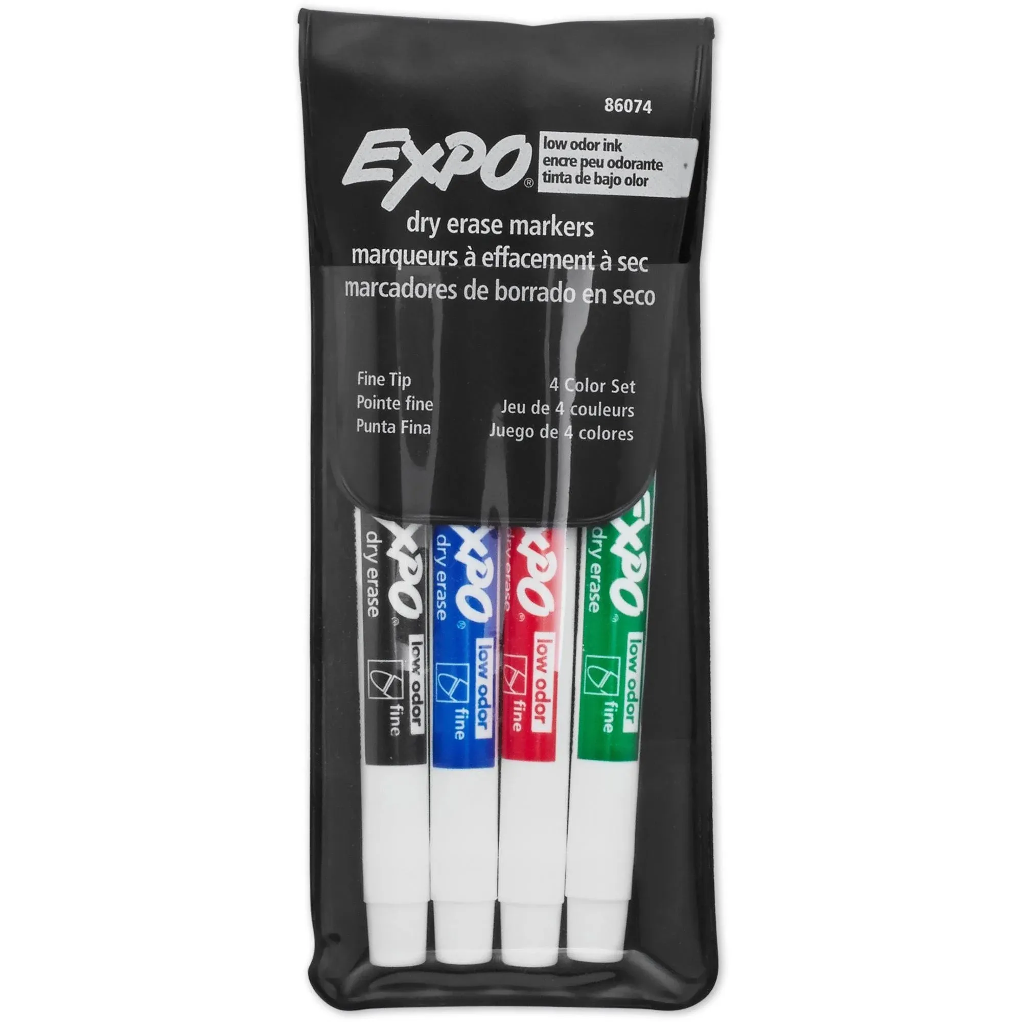 Expo 86674K Low-Odor Dry Erase Markers, Fine Point, 4-Count, Assorted