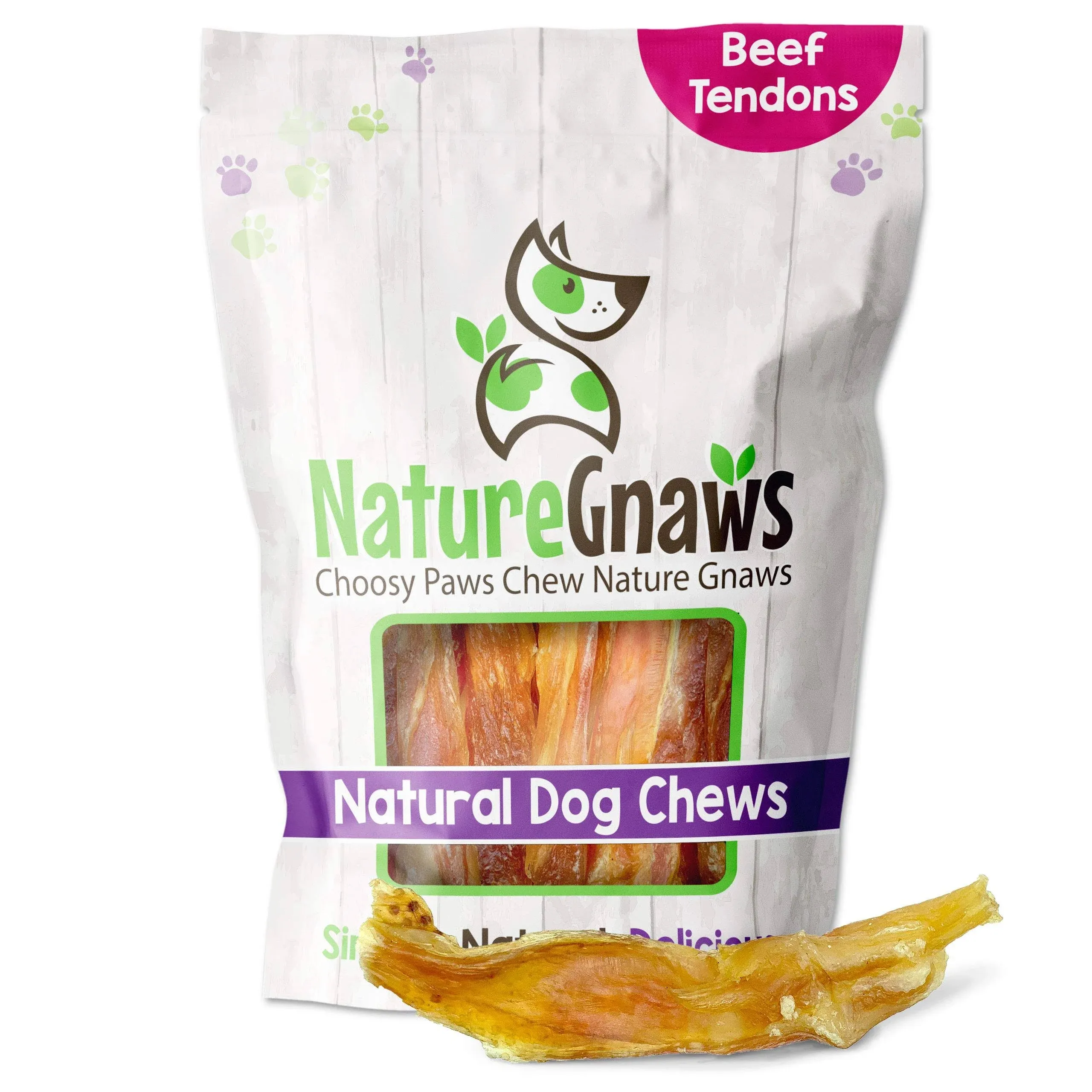 Nature Gnaws Beef Tendons for Dogs 4-5" (12 Count) - Mixed Thickness - Long Lasting for Small and Medium Dogs - Natural Beef Jerky Dog Chew Bones - Rawhide Free