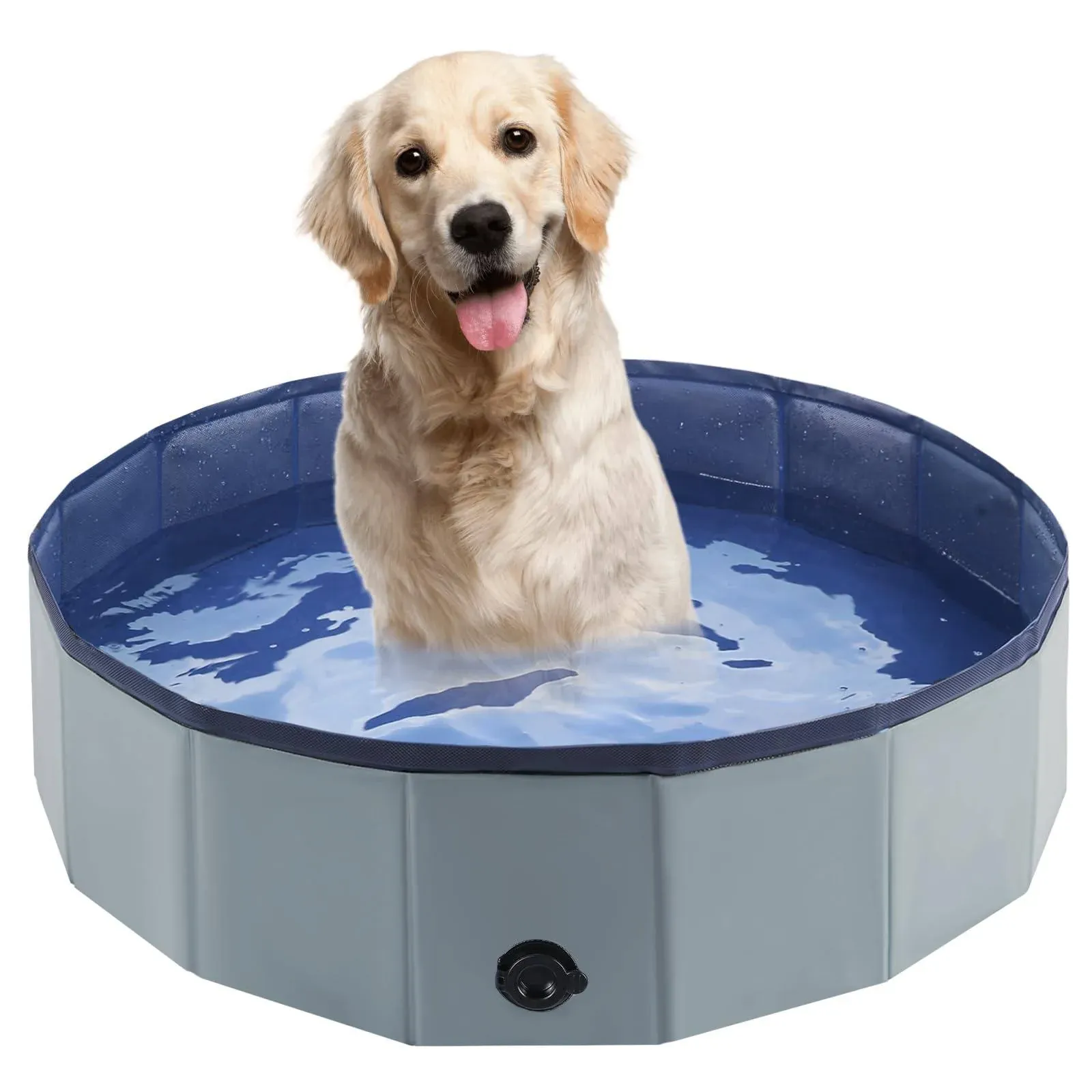 Foldable Dog Bath Swimming Pool Plastic Kiddie Pool Professional Tub Collapsible Grooming Bathtub for Pets Kids Baby and Toddler, 32 x 8 Inches Blue