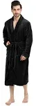 NY Threads Men&#039;s Hooded Fleece Bathrobe Plush Long Spa Robe