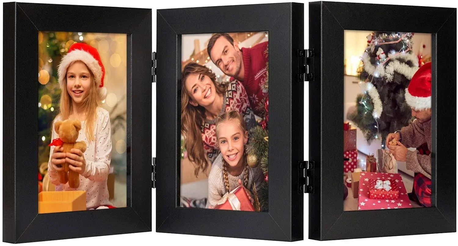 Frametory 4x6 Trifold Picture Frame Hinged Photo Frames Three Folding Frame D...