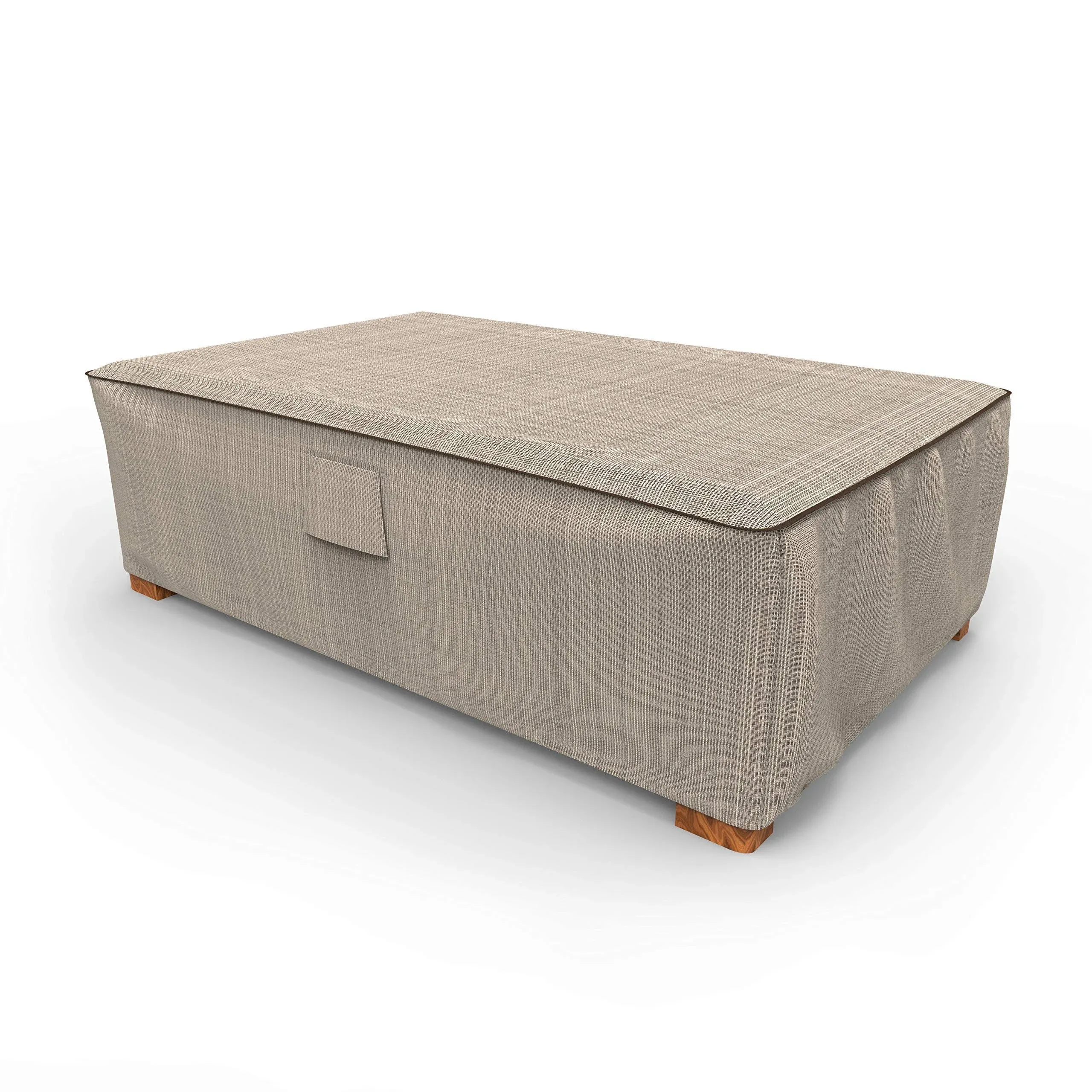 Budge NeverWet Mojave Patio Ottoman/Coffee Table Cover, Black Ivory, Large