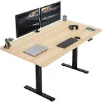 vivo Electric 71 x 36 Stand Up Desk, Light Wood Table Top, Black Frame