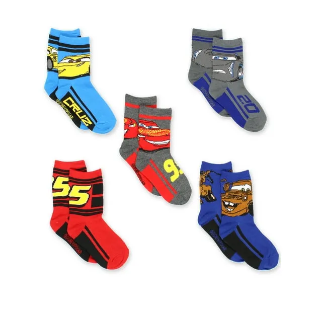 5ct Disney Cars Boys Toddler 3 5 Pack Crew Socks