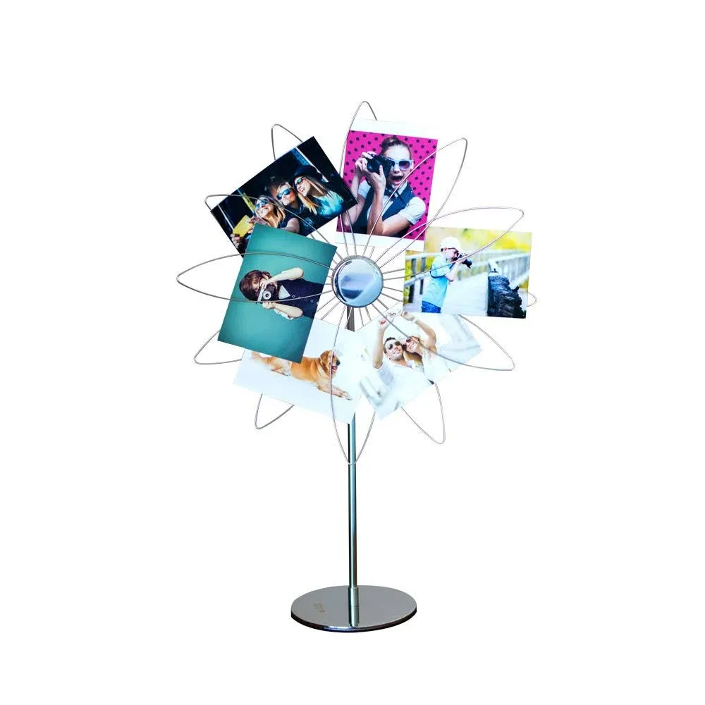 Mollytek Desktop Photo Holder With Clips Postcard Gift Card Picture Display Stand Decor Photo Tree Stand for Table Display Sun Flower Romantic Design with Plated Wire