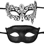 KEFAN 2 Pack Couple's Venetian Masks Set Masquerade Ball Mask Carnival Mardi Gras Prom Mask