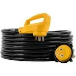 Camco 55524 30 Amp Power Grip Extension Cord with 90M/90F Locking Adapter - 25'