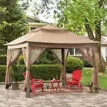 Sunjoy 11 ft. x 11 ft. Khaki Pop Up Portable Steel Gazebo