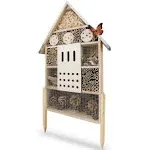 Insect Hotel Xxl Standing - Bee Hotel With Stand 30 Inch, Metal Roof