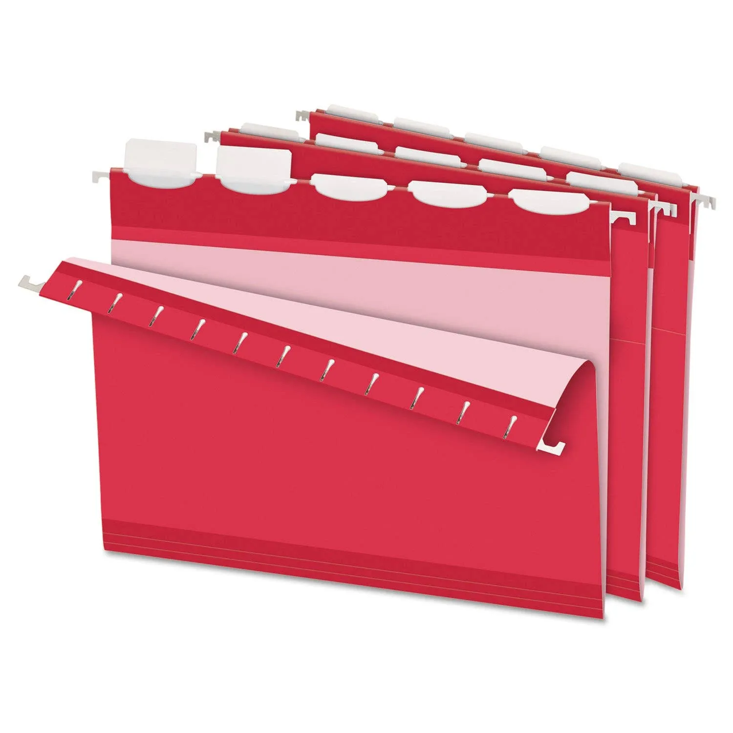 Pendaflex PFX42623 Ready-Tab Reinforced Hanging File Folders, Letter Size, Red, 5 Tab, 25/BX (42623)