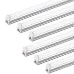 Barrina 6 Pack LED T5 Single Fixture, 4FT, 2200lm, 4000K (Daylight Glow), 20W, Utility Shop Light, Ceiling and Under Cabinet Light, ETL Listed, Corded Electric with ON/Off Switch