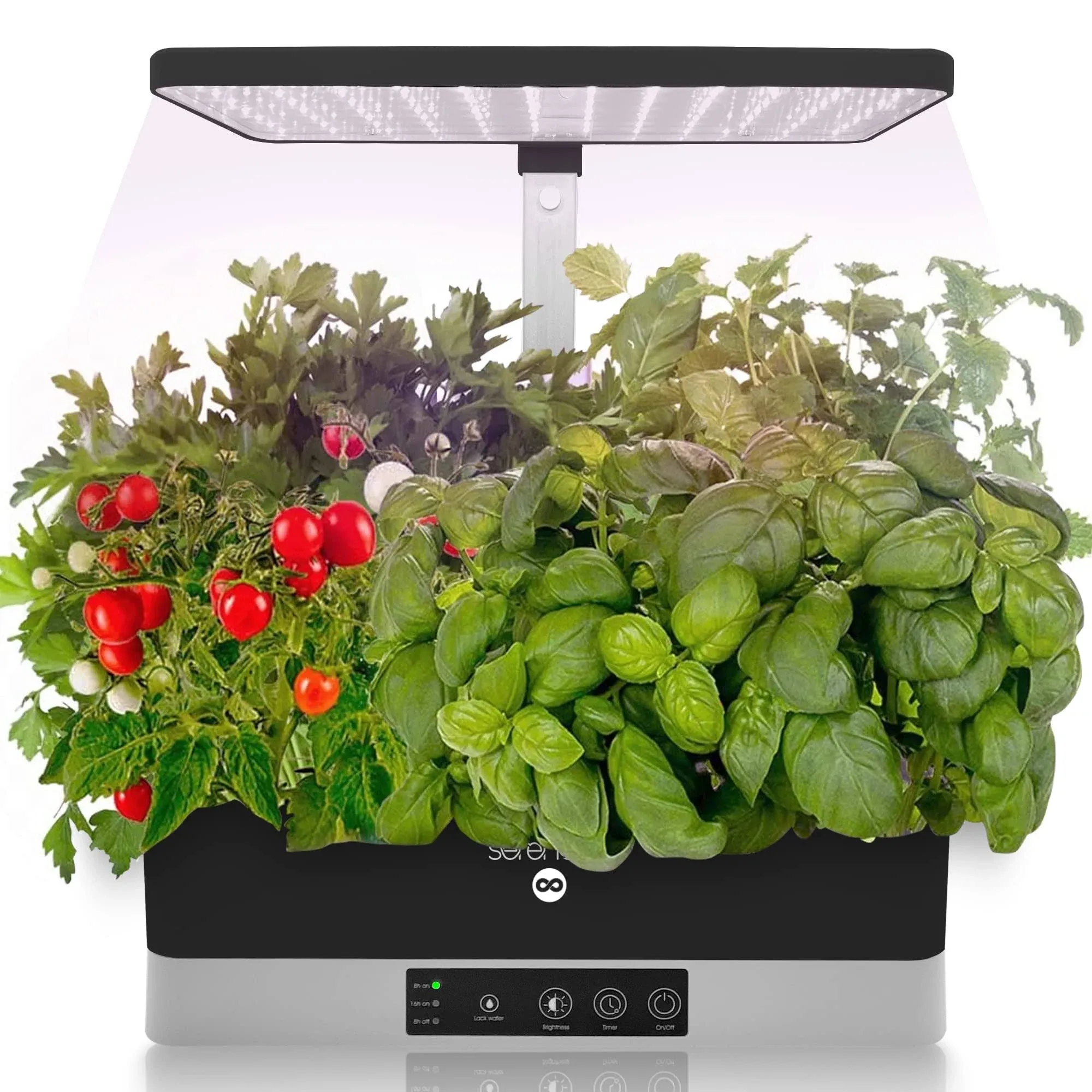 SereneLife Hydroponic Herb Garden 8 Pods, Indoor Growing System, Smart Indoor Plant System w/Height Adjustable LED Grow Light (White)