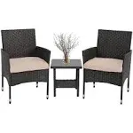 FDW Outdoor Wicker Bistro Rattan Chair Conversation Set with Coffee Table