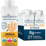 Kate Farms Organic Kids Nutrition Shake, Vanilla, 8g of Protein, 27 Vitamins and Minerals, Meal Replacement, Protein Shake, Gluten Free, Non-GMO, 8.45