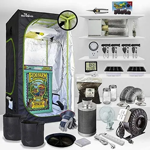 Complete Solution - 150W HPS Grow Light - 24"x24"x72" Hydroponic 1680D Canvas Tent Mylar Interior - Nutrient Enriched Cali Super Soil - All-in-One Indoor Grow Kit - Premium Ventilation