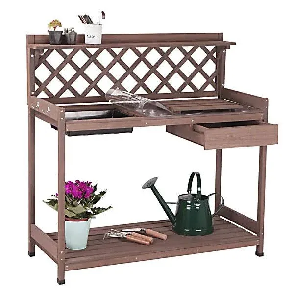 Aivituvin Outdoor Garden Bench with Sink & Lid