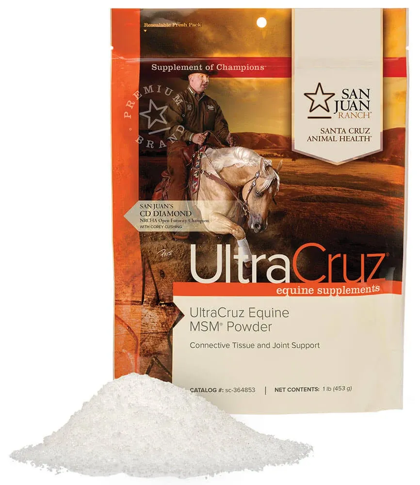 UltraCruz Equine MSM Joint Supplement for Horses 4 lb Powder 86 Day Supply ex 25