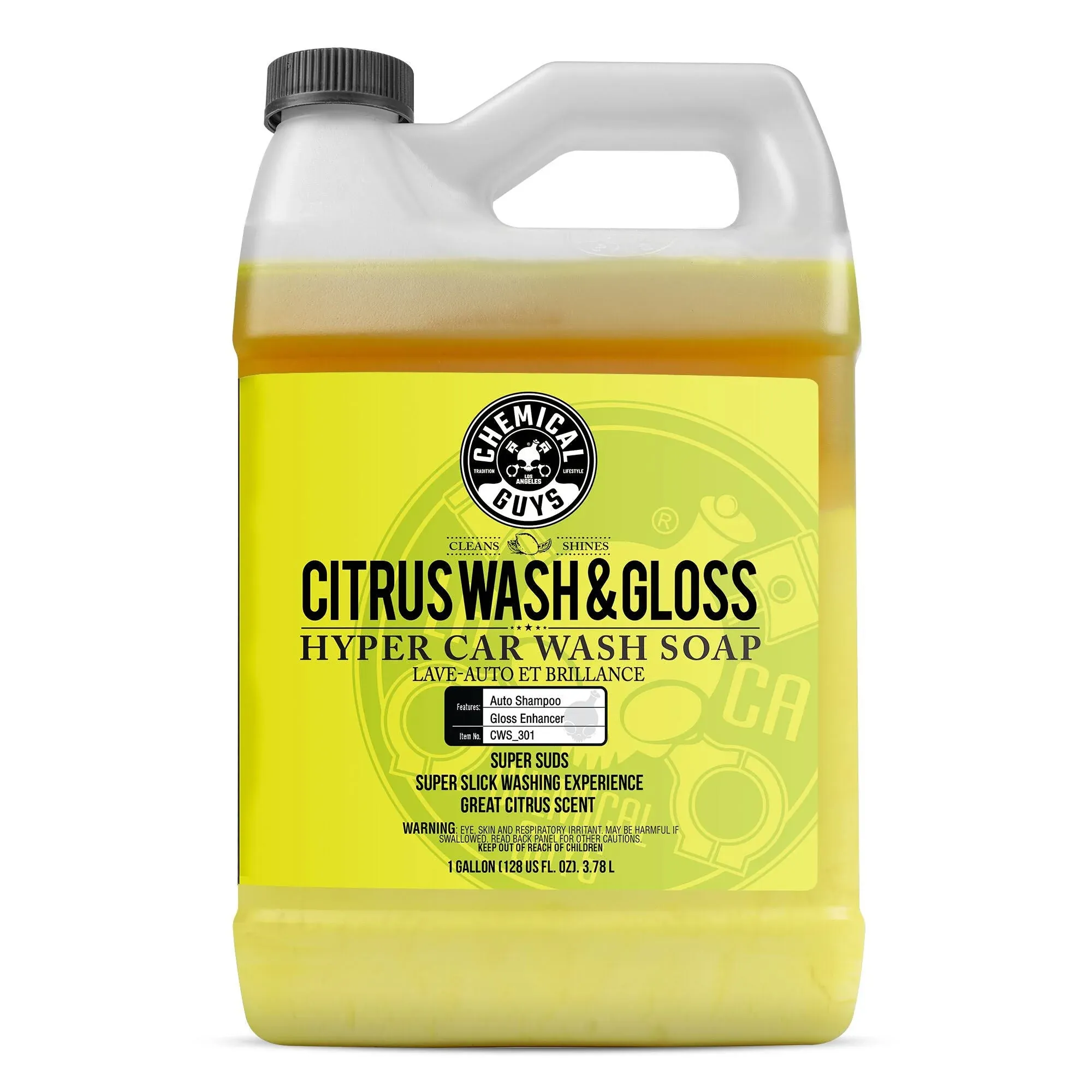 Chemical Guys Citrus Wash & Gloss Concentrated Car Wash (1 gal), Size: 128 oz, Yellow