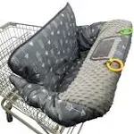 shopping cart cover for babies-high chair cover, dotted minky touching, multi in 1 design, 360 full protection, roll in and go, universal fit, Grey