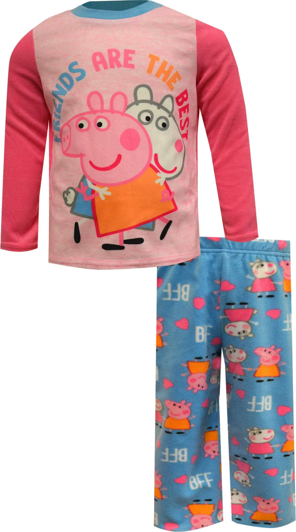 Peppa Pig Girls Toddler Soft Polyester Pajamas, 3 Piece - Pink, Size, 2 Piece Fleece, Size 3T