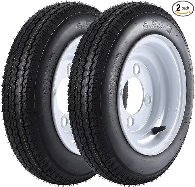 4.80-8 4.80x8 480-8 4.80-8 Trailer Tires with 8'' Rims, 4 Lug on 4'', Load Range C, 6PR