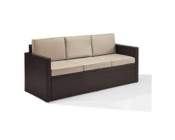 Crosley Furniture Palm Harbor Outdoor Wicker Sofa Sand