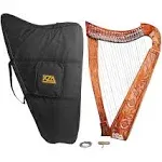 KZA Brad's 38 Inches Big 22 String Harp Solid Rosewood with Key Extra Strings & Carrying Case Great for Teenagers