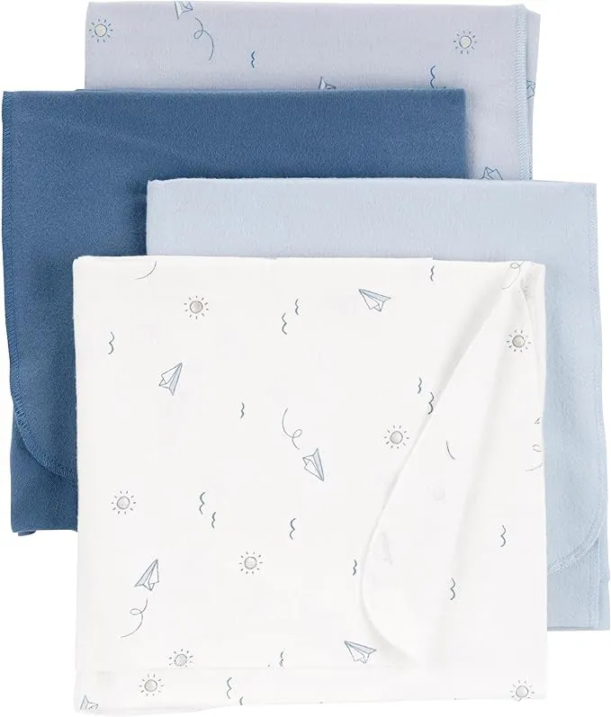 Carter's Baby Boys 4-Pack Receiving Blankets OSZ Blue