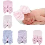 upeilxd Newborn Hospital Hat Infant Baby Hat Caps with Bow Soft Cute Nursery Beanie Hat