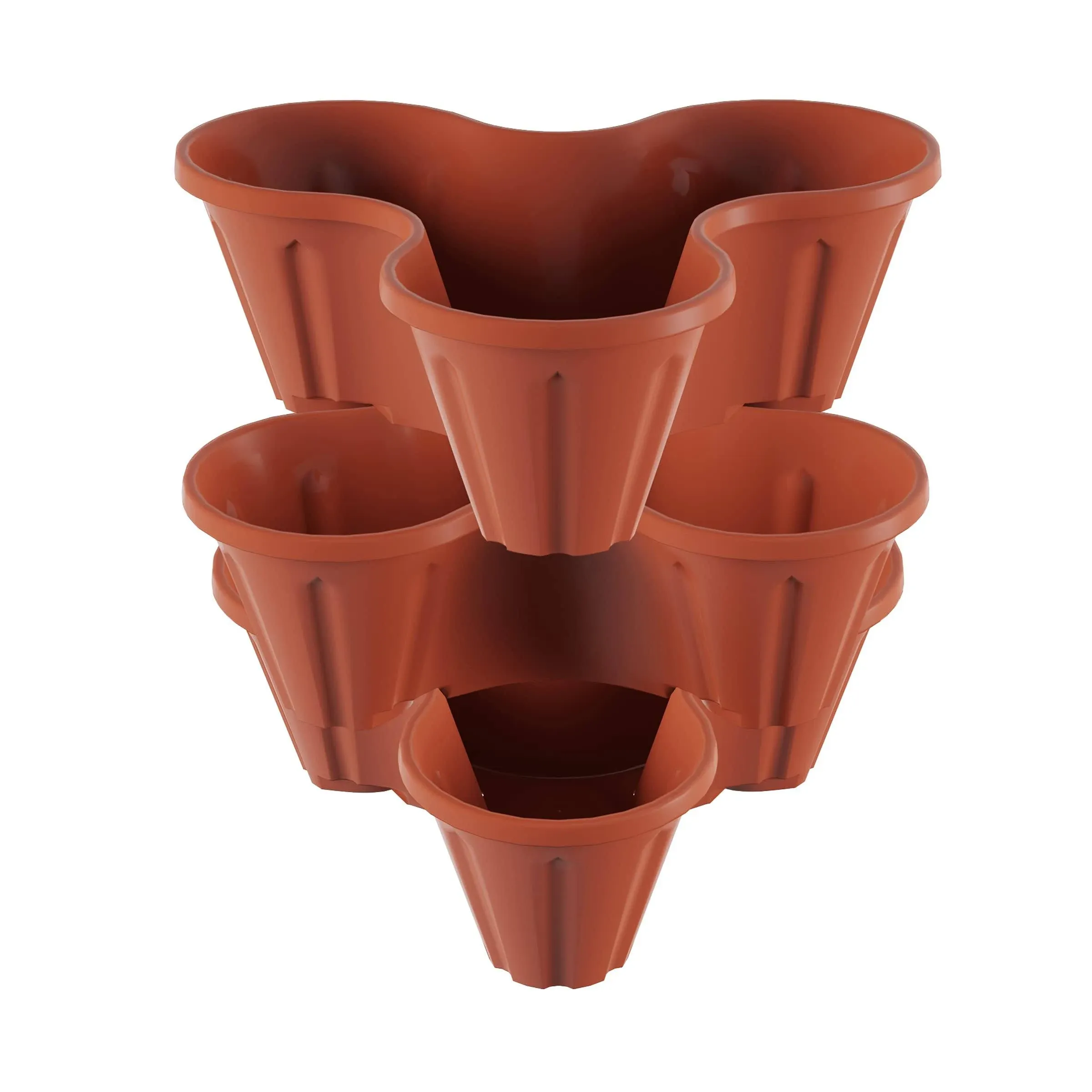 Pure Garden Stackable Planters - Set Of 3 Easy Fill Garden Or Flower Bed Planter